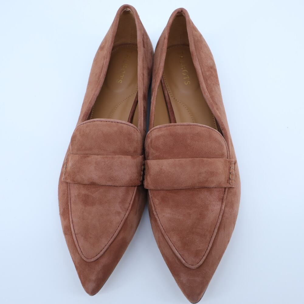 Talbots Scarlet Suede Loafer Clay Red Pointed Toe Penny Flat Women's 9M - Picture 2 of 9